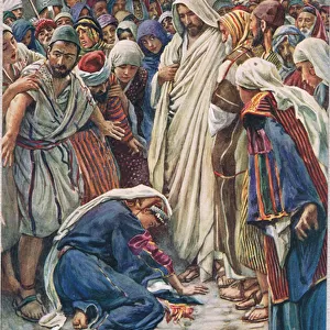 The woman who touched the hem of his garment, illustration from