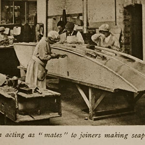 Women acting as mates to joiners making seaplane floats, 1914-19 (b / w photo)