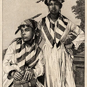Women living in placers, mineral deposits. Engraving by Barbant to illustrate the story