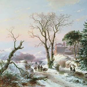 Wooded winter river landscape, 1855