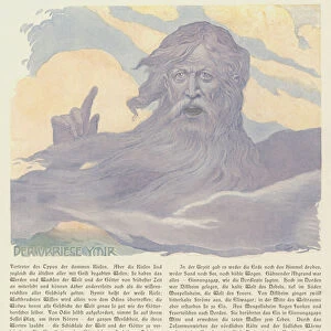 Ymir, giant of Norse mythology (colour litho)