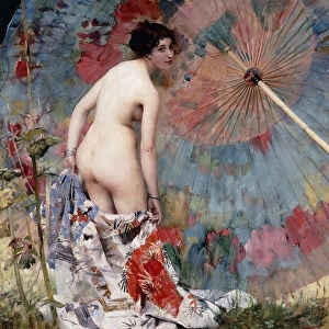 Young Woman and Parasol; Jeune Femme au Parasol, (oil on panel)