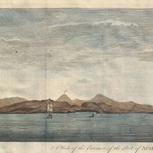 1745, Anson View of the Port of Acapulco, Mexico, topography, cartography, geography