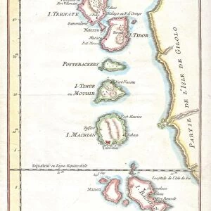 1760, Bellin Map of the Moluques, Moluccas, Moluccan Island, topography, cartography