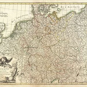 1771, Rizzi-Zannoni Map of Germany and Poland, topography, cartography, geography