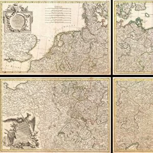 1775, Rizzi-Zannoni Map of the German Empire and Poland, topography, cartography