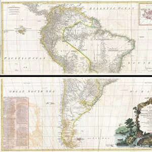1795, D Anville Wall Map of South America, topography, cartography, geography