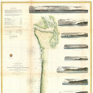 1855, U. S. C. S. Map or Chart of Washington and Oregon, topography, cartography, geography