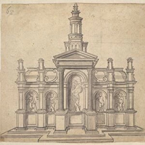 Architecturally-Shaped Tabernacle Saint Four Putti