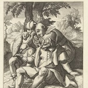 Each believes his owl to be a falcon, Karel van Mander (I), Franco Estius, 1590 - 1594
