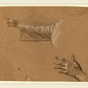 Benjamin West, Study of a Right Arm and a Left Hand, American, 1738-1820, black chalk