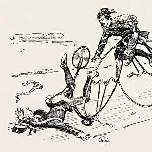 BICYCLE ACCIDENT, 1888 engraving