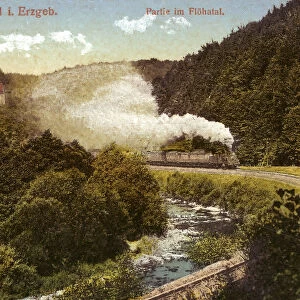 Buildings Erzgebirgskreis Floha river Unidentified steam locomotives