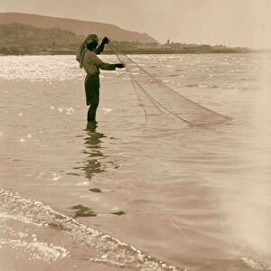 Carmel Haifa Fisherman casting net Haifa Bay