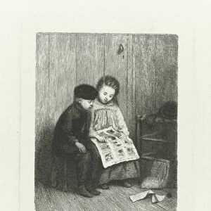 Two children with a childs picture, Jacob Taanman, 1872