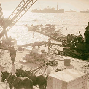 Construction Jaffa pier Cranes work Jaffa docks