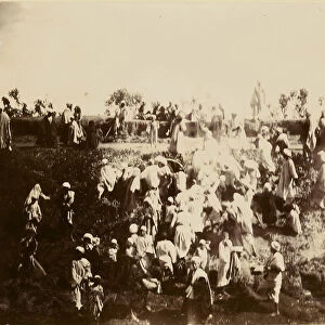 Crowd people hillside 1860 1880 Tinted Albumen