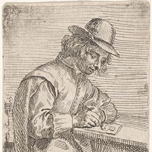 A drawing man wearing a hat, Peter Snijers, 1694 - 1752