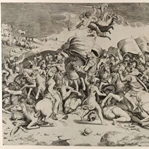 Drawings Prints, Print, Constantine, defeating, tyrant, Maxentius, angels, carrying