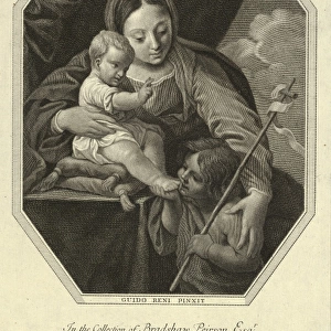 Drawings Prints, Print, Virgin, infant, Christ, seated, cushion, young, Saint, John