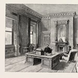 Dublin Castle Ireland, Private Study of the Lord Lieutenant, 1888 Engraving