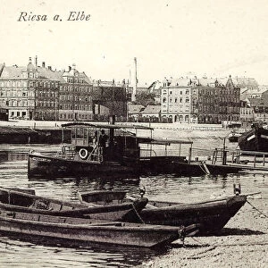 Elbe Riesa Ferries Germany Buildings Barges Rowboats