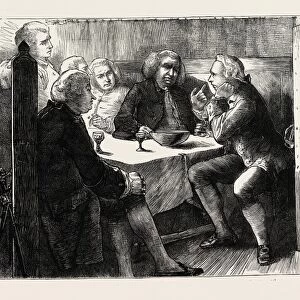 AN EVENING WITH DR. JOHNSON AT THE MITRE, London, UK, 19th century engraving