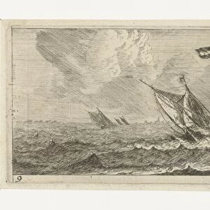 Ferries on a rough sea, Reinier Nooms, 1651 - 1652