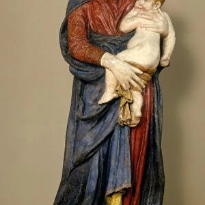 Florentine 15th Century, Madonna and Child, c. 1425, painted and gilded terracotta