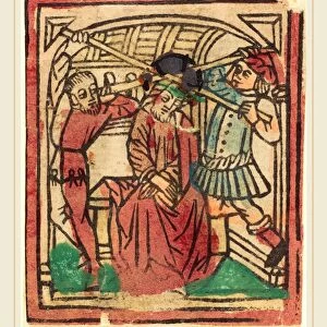 German 15th Century, The Crowning with Thorns, 1440, woodcut, hand-colored in red