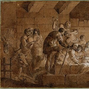 Giuliano Traballesi, Italian (1727-1812), The Nativity, pen and black ink with brown wash
