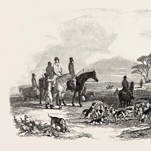 HARE HUNTING: THE MEET, 1851 engraving