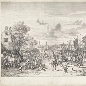 Horse fair in a city, Jan van Huchtenburg, 1674 - 1733