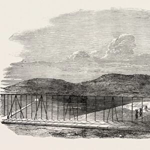 The Jamsetjee Bund, Poonah, Pune, the Sluices Open, India, 1851 Engraving