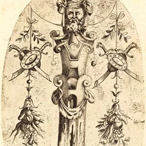 Jean Mignon, French (active 1543-active c. 1545), Bearded Head on a Pedestal, etching
