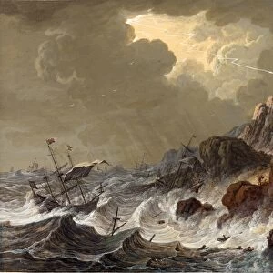 Johann Christoph Dietzsch (German, 1710 - 1769), Storm-Tossed Ships Wrecked on a