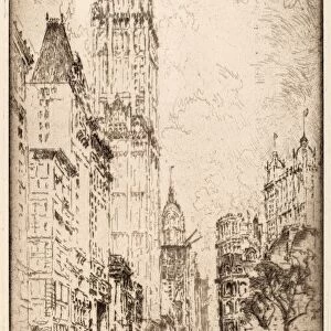 Joseph Pennell, The Woolworth Building, American, 1857 - 1926, 1915, etching