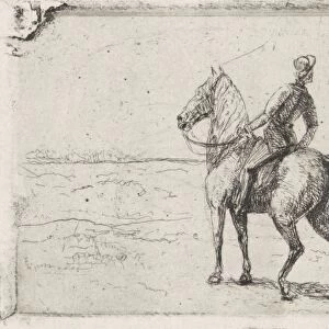 Landscape with two horsemen, print maker: Cornelis Albertus Johannes Schermer, 1839