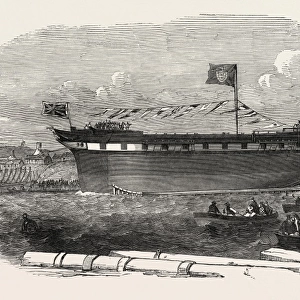 Launch of the Ship Vimiera, at Sunderland, Uk, 1851 Engraving