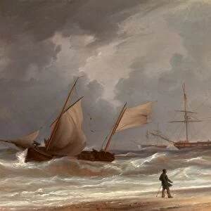A Lugger Driving Ashore in a Gale Signed, lower right: W. Joy, William Joy