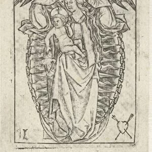 Madonna on the crescent moon, print maker: Meester met het doorstoken hart, 1500 - 1525