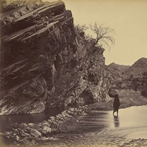 Man standing water river John Burke British active 1860s