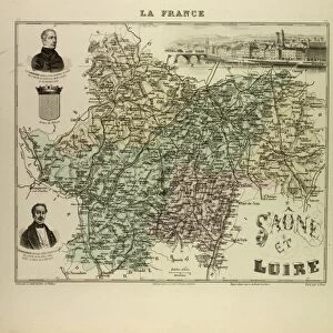 Map of Saone and Loire, 1896, France