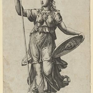 Pallas Athena standing globe spear left hand