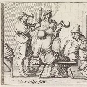 Peasants in an Interior, Pieter Nolpe, print maker: Anonymous, Pieter Jansz. Quast