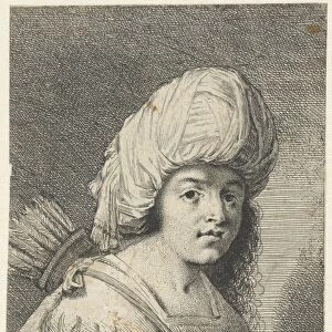 Portrait of a boy with turban, quiver and hammer, print maker: Pieter Fransz. de Grebber