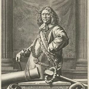 Portrait of David Vlugh, print maker: Hendrik Bary, Jan de Bisschop, Egbert van den Hoof