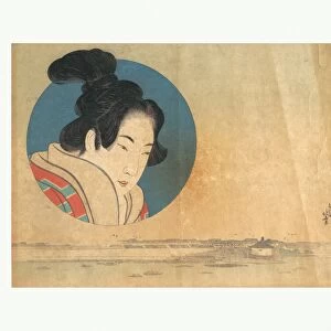 Portrait Woman Large Circle Landscape Edo period