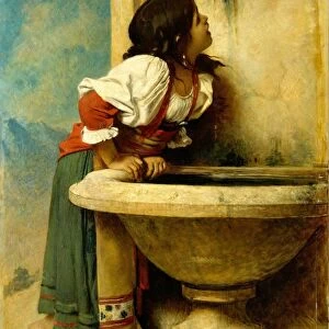 Roman Girl Fountain 1875 Oil canvas 67 x 39 1 / 2