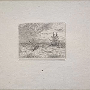 Rough Seas Two-master Sailboat 1838 Johann Christian Clausen Dahl